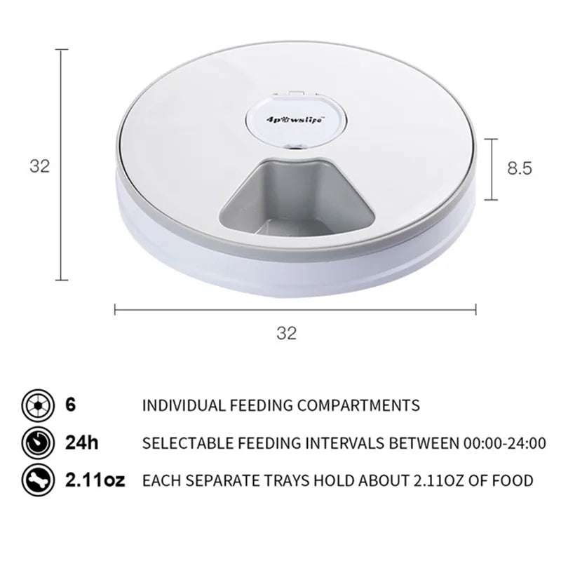 Automatic Pet Feeder Timing Feeder 6 Meals 6 Grids Cat Dog Electric Dry Food Dispenser Accessories Smart Control Pet Feeder - Daisan Mart