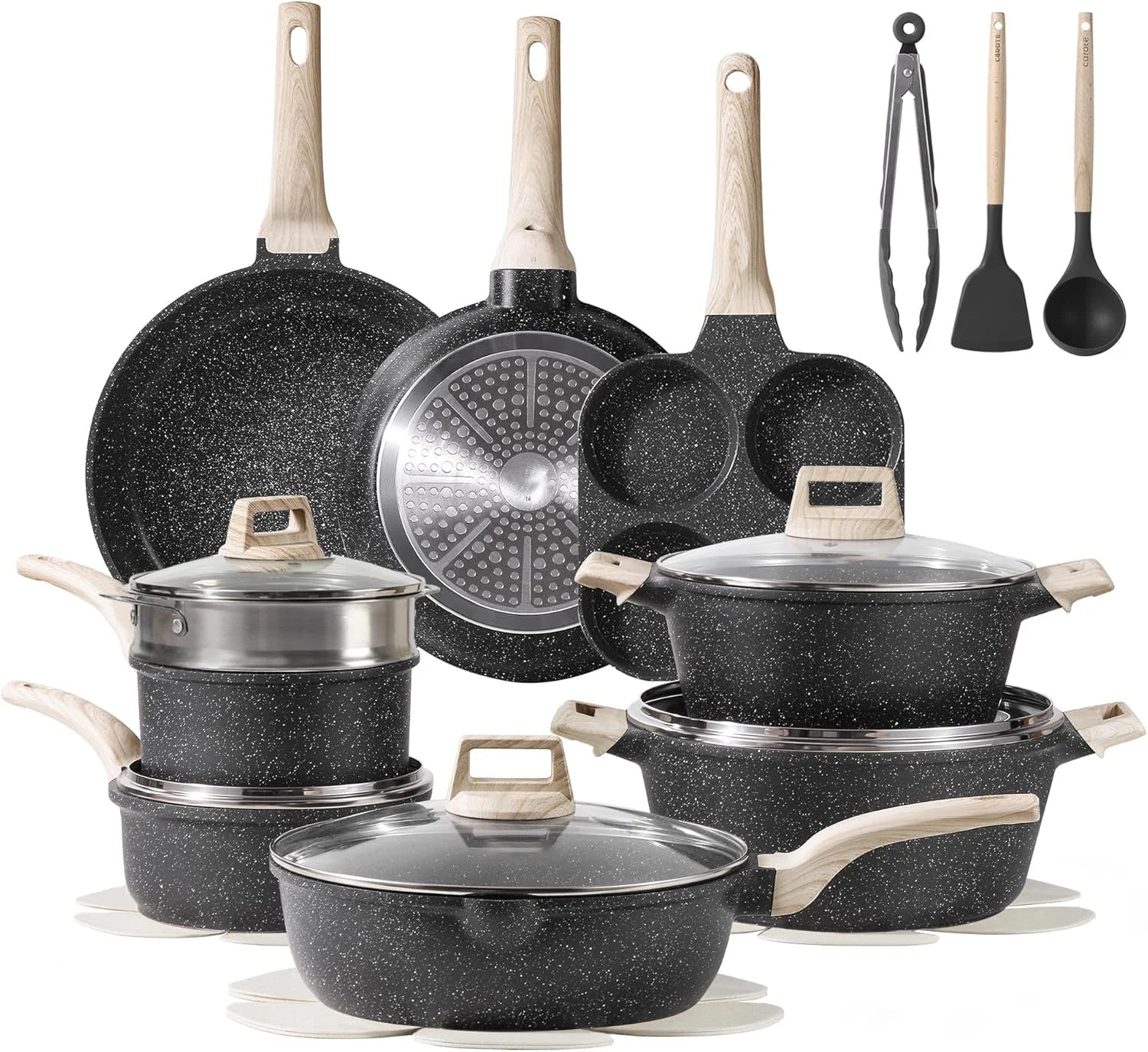 Bộ Nồi Chảo Ceramic 21 Món Chống Dính Tay Cầm Bakelite - Daisan Mart