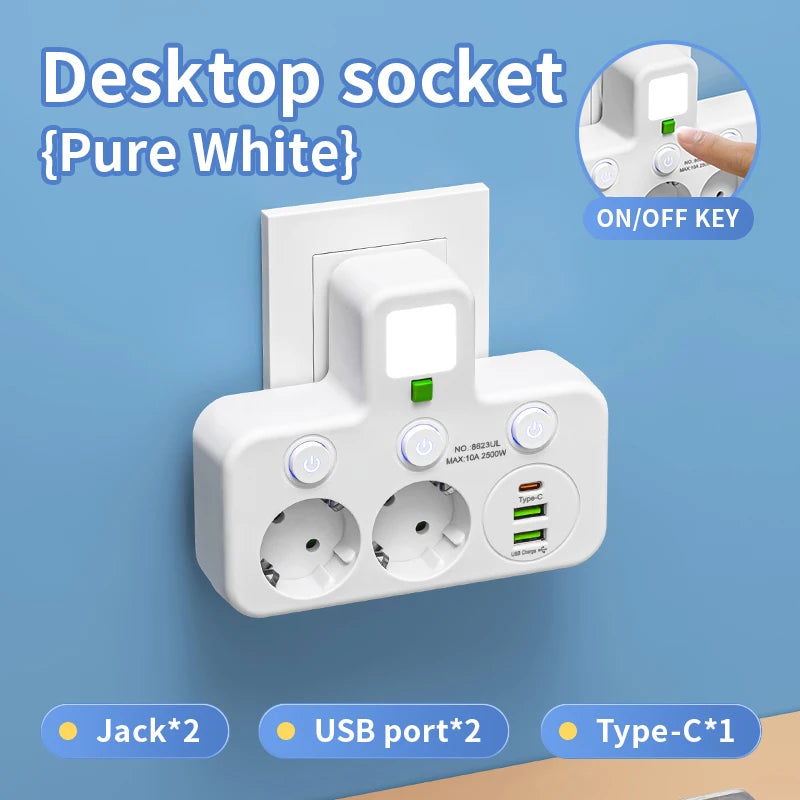 Ổ Cắm Đa Năng USB Công Tắc Riêng Có Đèn Báo