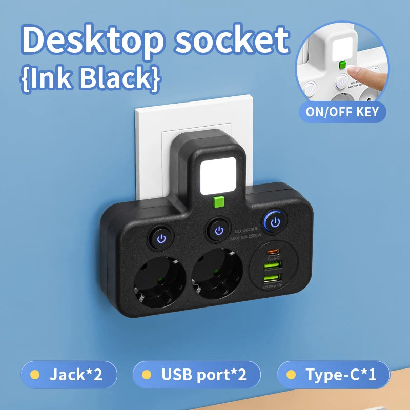 Ổ Cắm Đa Năng USB Công Tắc Riêng Có Đèn Báo
