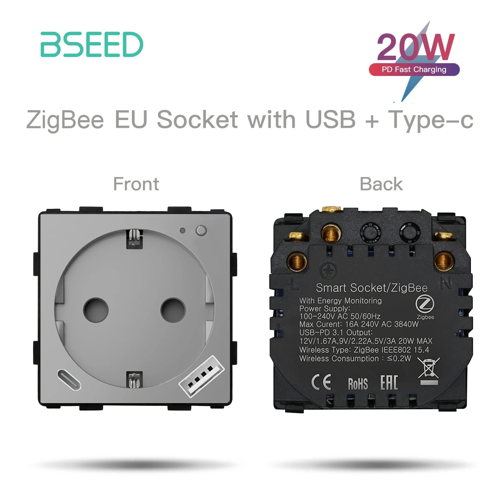 Ổ Cắm Thông Minh ZigBee BSEED - Điều Khiển Bằng Alexa - Daisan Mart