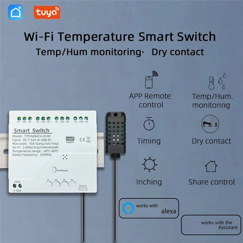 Công tắc thông minh 4 kênh ABGI-Tuya - Tương thích Smart Life
