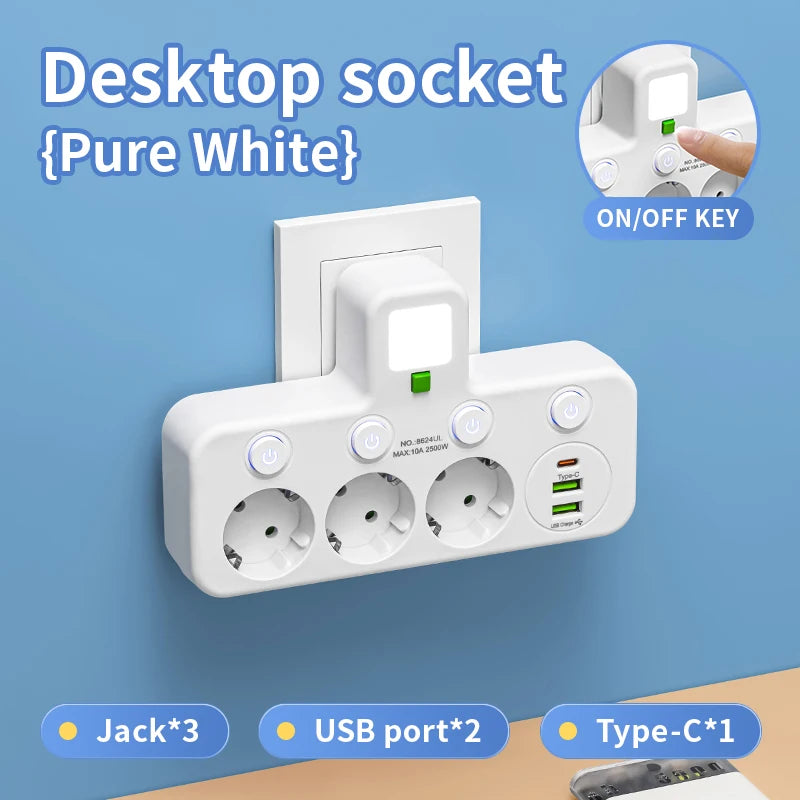 Ổ Điện Đa Năng 3 Cổng AC kèm USB-C cho Nhà & Văn Phòng - Daisan Mart