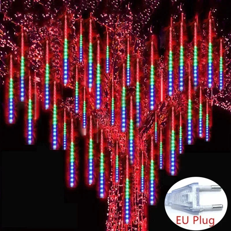8Tube LED Star Shower Lights Outdoor Christmas Decoration EU Plug