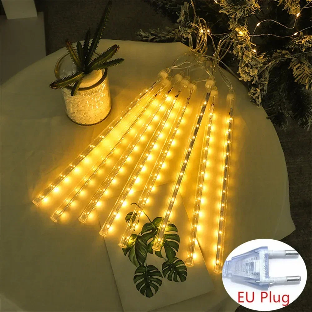 8Tube LED Star Shower Lights Outdoor Christmas Decoration EU Plug