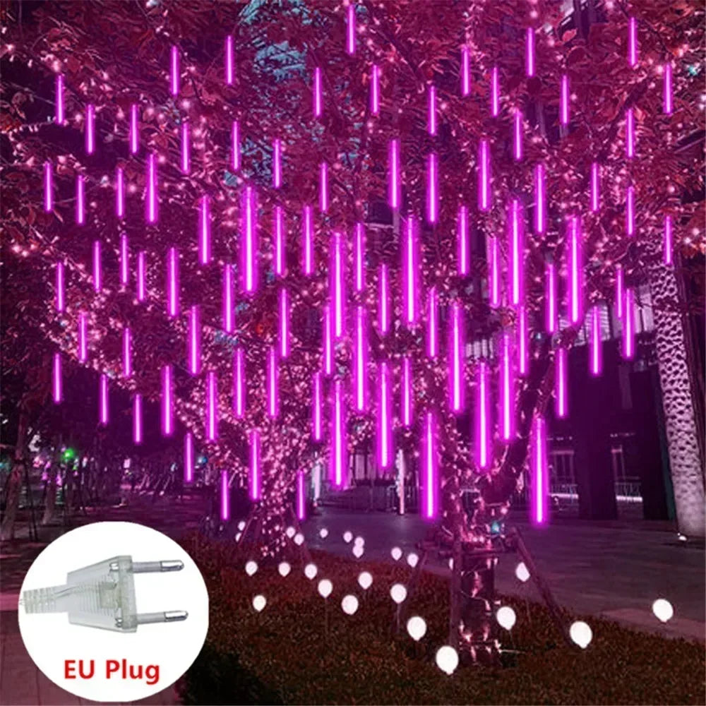 8Tube LED Star Shower Lights Outdoor Christmas Decoration EU Plug