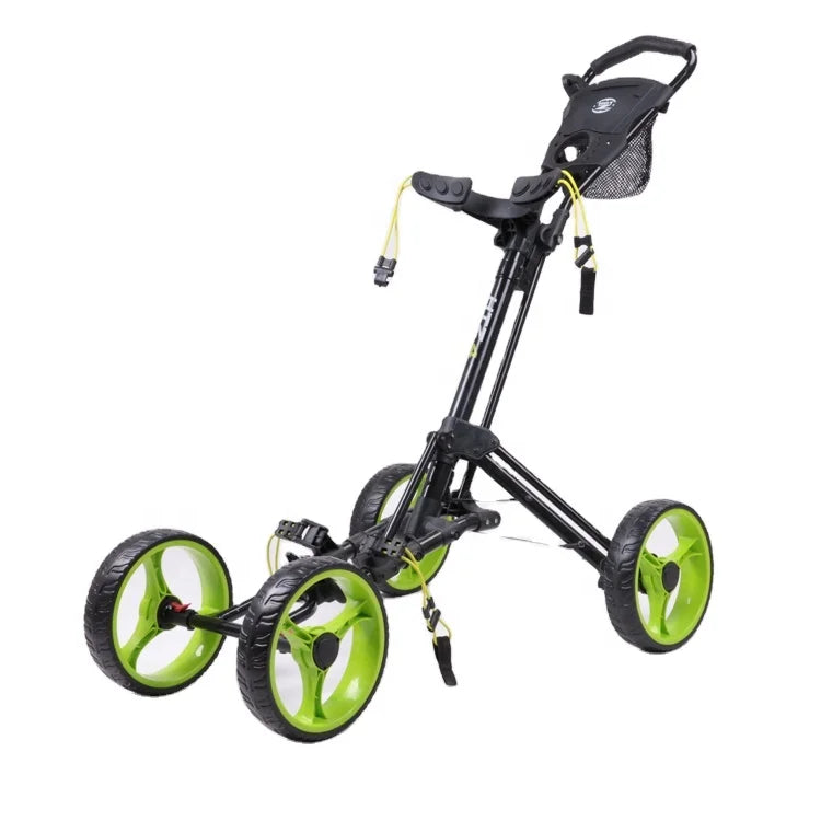 Lightweight 4-Wheel EVA Folding Stroller - Premium Black Golf Trolley