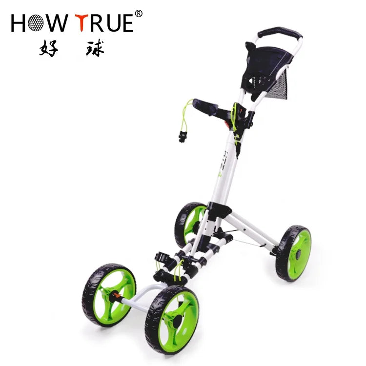 Lightweight 4-Wheel EVA Folding Stroller - Premium Black Golf Trolley