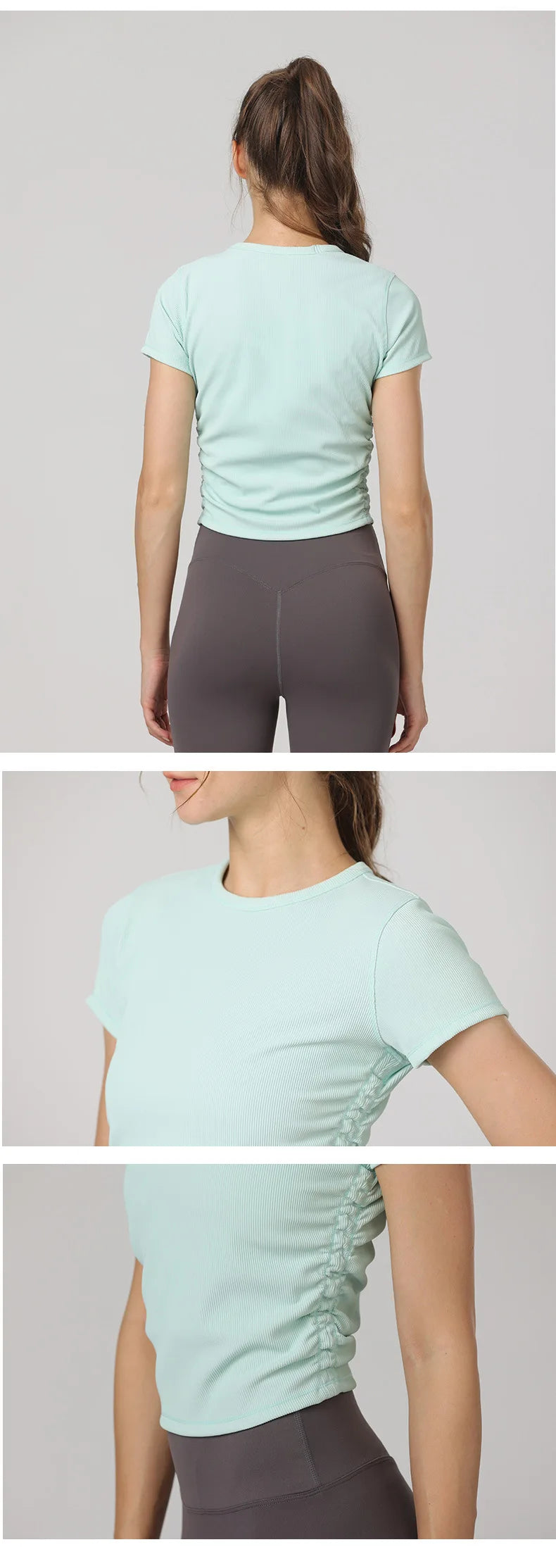 Áo Tập Yoga Nữ Ngắn Tay Co Giãn Thoáng Khí Năng Động - Daisan Mart