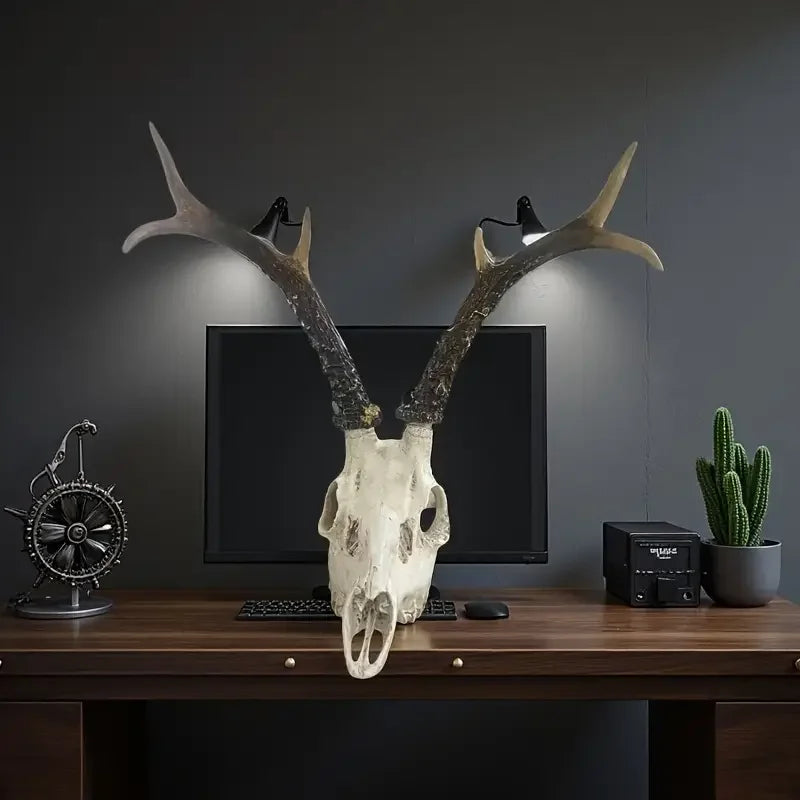 Gothic Sheep Head Skull Wall Decor - Elegant Beige/ Brown/white/gray/ Black/, Durable Resin Bone Pendant for Modern, Farmhouse - Daisan Mart