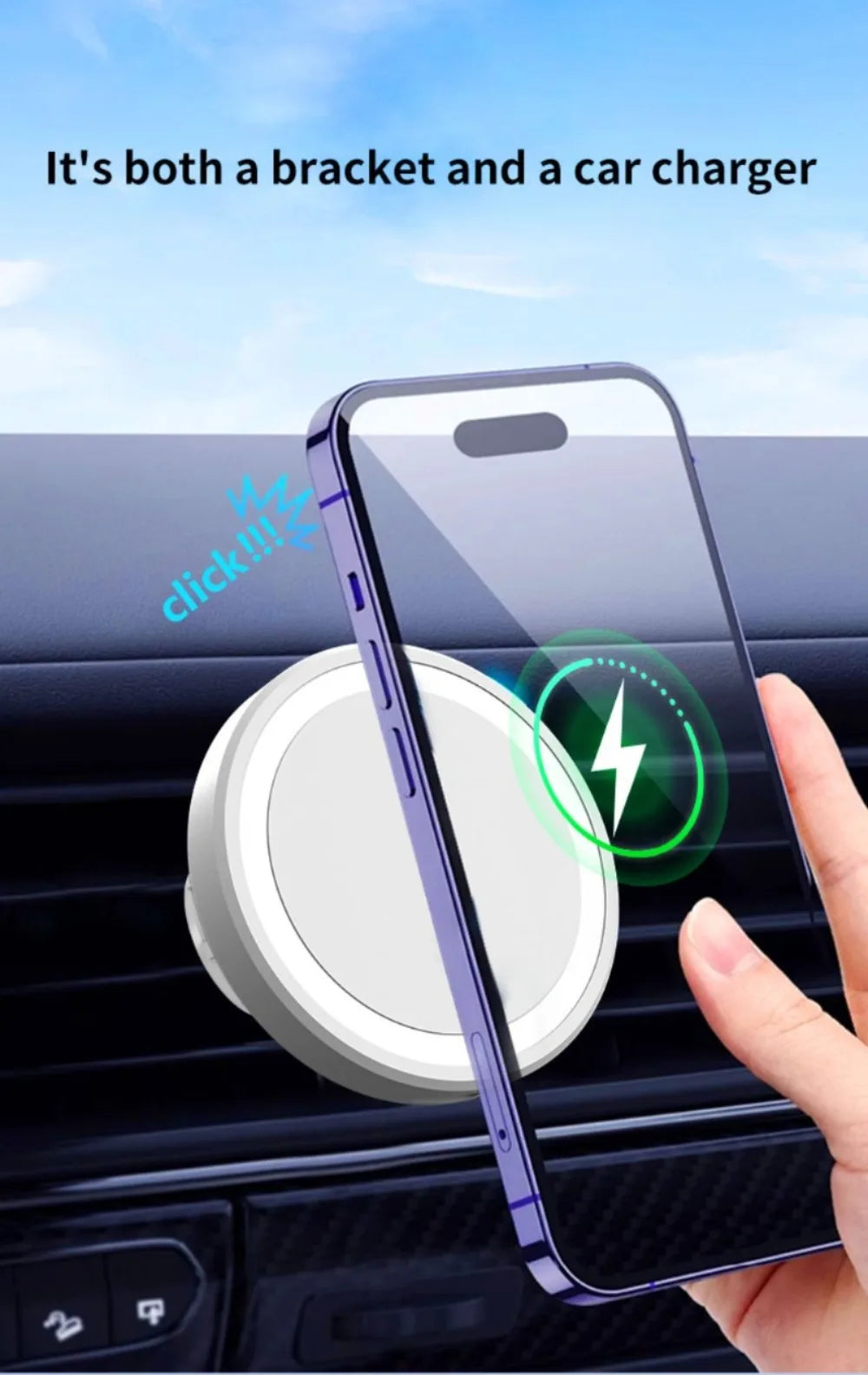Magnetic Phone Wireless Charger Air Vent Holder For Magsafe iPhone 16 15 14 13 12 Pro Max Cellphone Fast Charging Bracket Stand - Daisan Mart