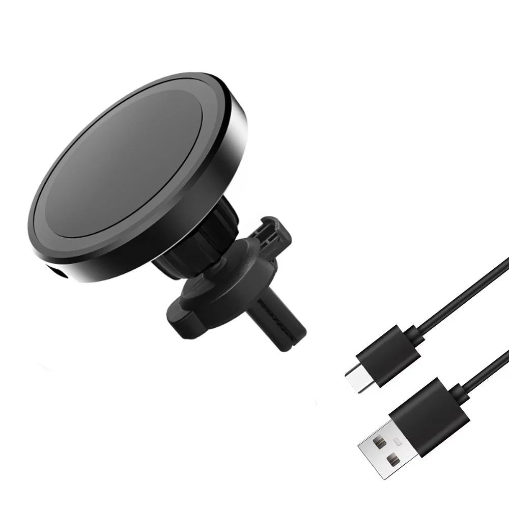 Magnetic Phone Wireless Charger Air Vent Holder For Magsafe iPhone 16 15 14 13 12 Pro Max Cellphone Fast Charging Bracket Stand - Daisan Mart