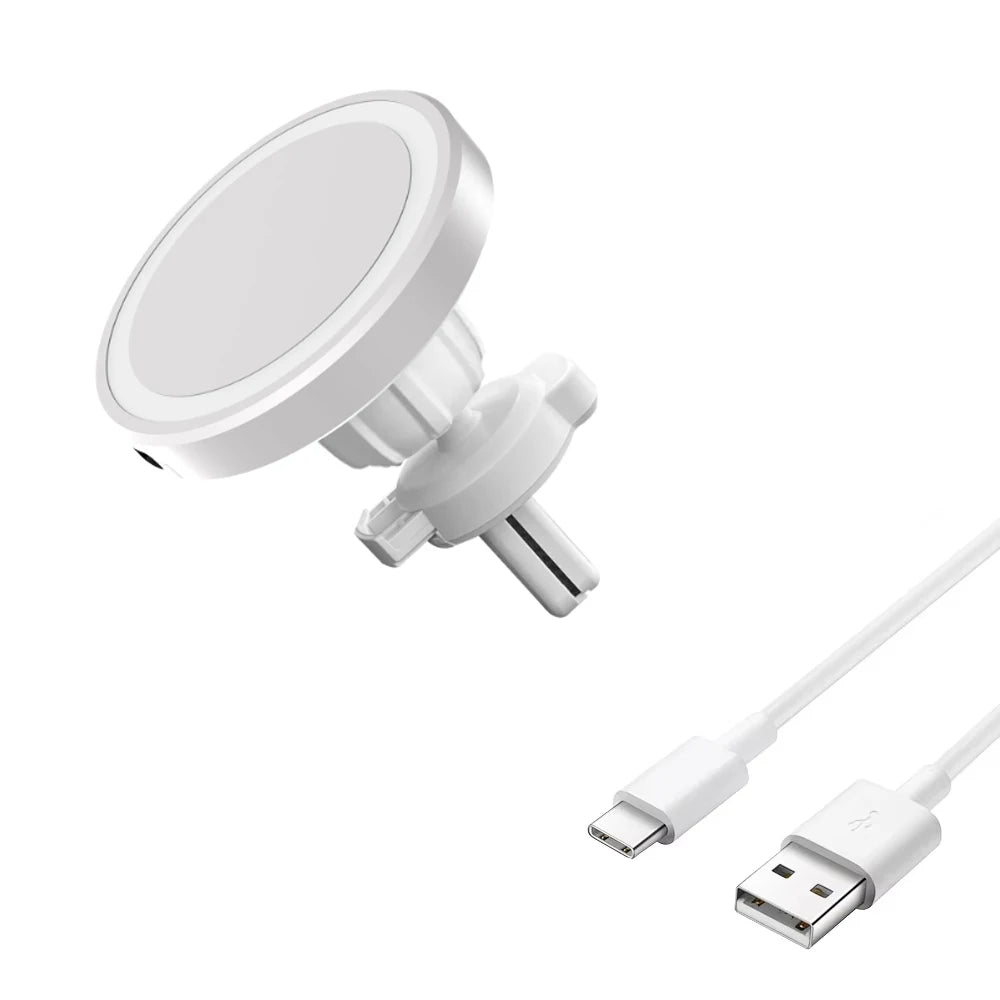 Magnetic Phone Wireless Charger Air Vent Holder For Magsafe iPhone 16 15 14 13 12 Pro Max Cellphone Fast Charging Bracket Stand - Daisan Mart
