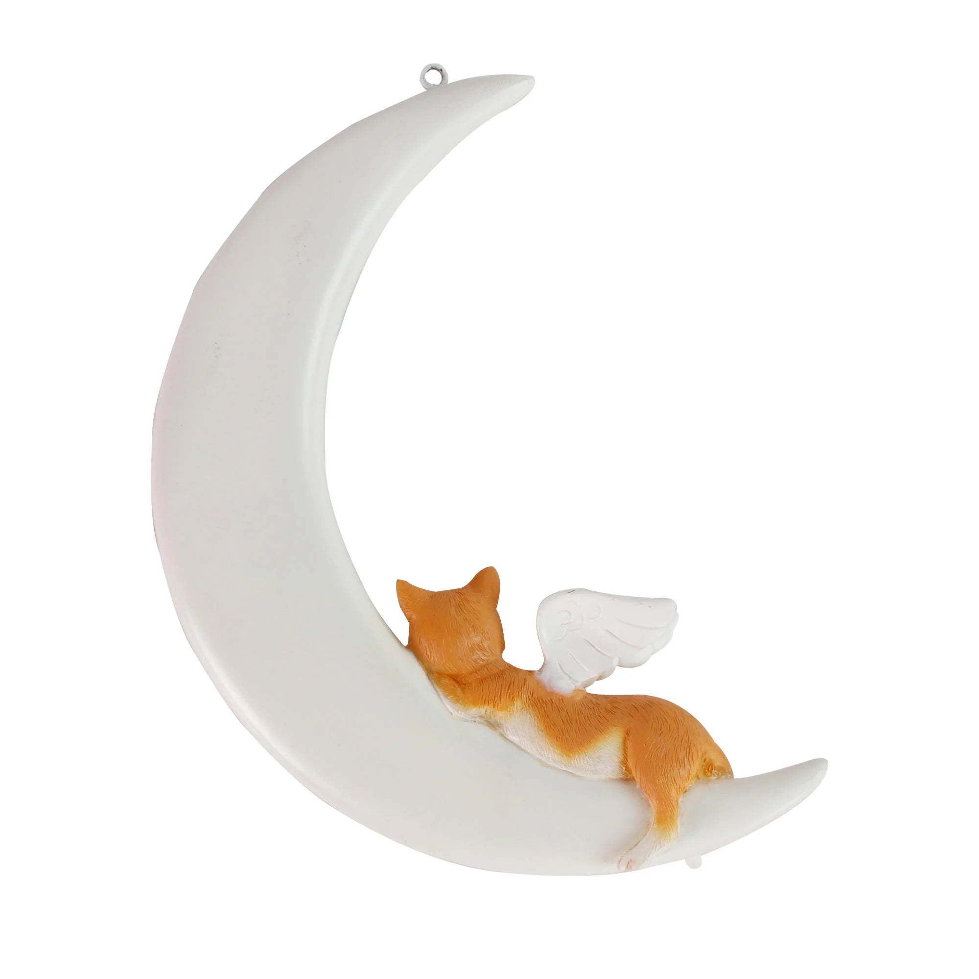 Angel Cat & Crescent Moon Resin Statue Painted Anime Style Hanging Figurine for Home & Garden Decorative Display - Daisan Mart