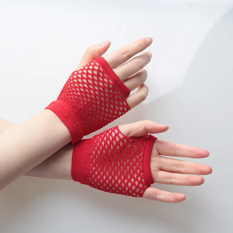 New Black Womens Short Fishnet Net Gloves Fingerless Mesh Gloves Punk Rock Fancy Night Club Party Sexy Beautiful Gloves - Daisan Mart