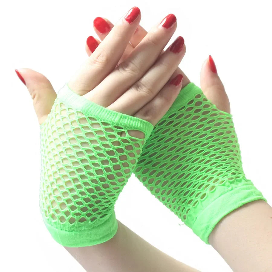New Black Womens Short Fishnet Net Gloves Fingerless Mesh Gloves Punk Rock Fancy Night Club Party Sexy Beautiful Gloves - Daisan Mart