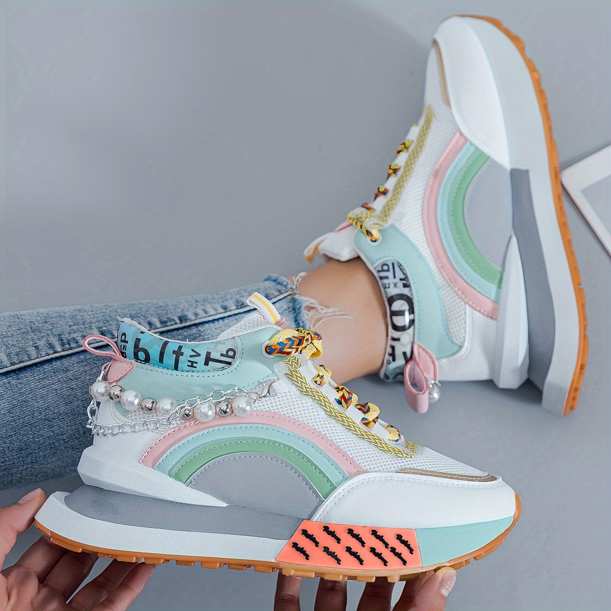 Giày Sneaker Nữ Zhongbang Lấp Lánh Năng Động Cá Tính
