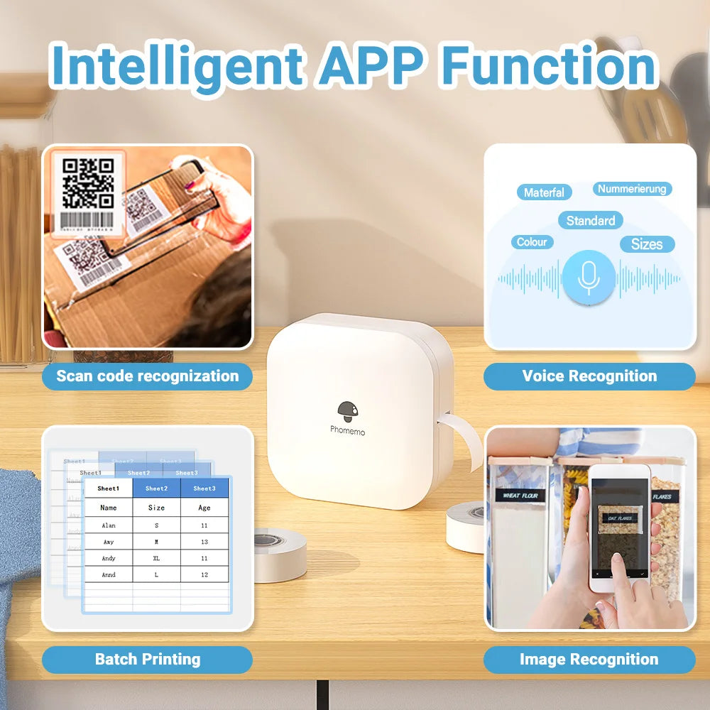 Phomemo Q30 Label Printer Mini Printer Pocket Thermal Label Maker Wireless Sticker Pocket Portable Printer Various Label Paper - Daisan Mart