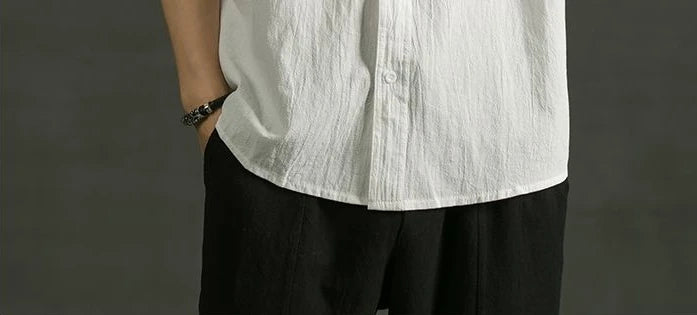 Áo Sơ Mi Trắng Nam Linen Cotton Ngắn Tay Thời Trang - Daisan Mart