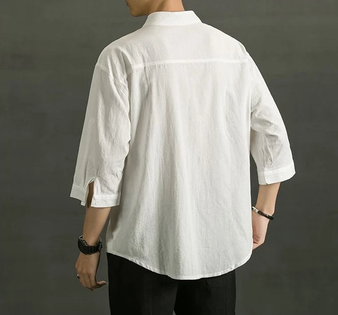 Áo Sơ Mi Trắng Nam Linen Cotton Ngắn Tay Thời Trang - Daisan Mart