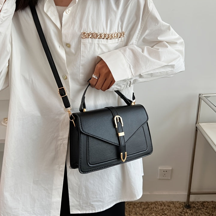 Elegant Small Square Belt Buckle Crossbody Bag