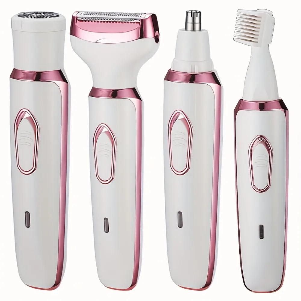 4 in 1 Electric Hair Removal Device Painless Epilator For Face Nose Legs and Underarm Bikini Trimmer Removal Shaver Cleaning Set