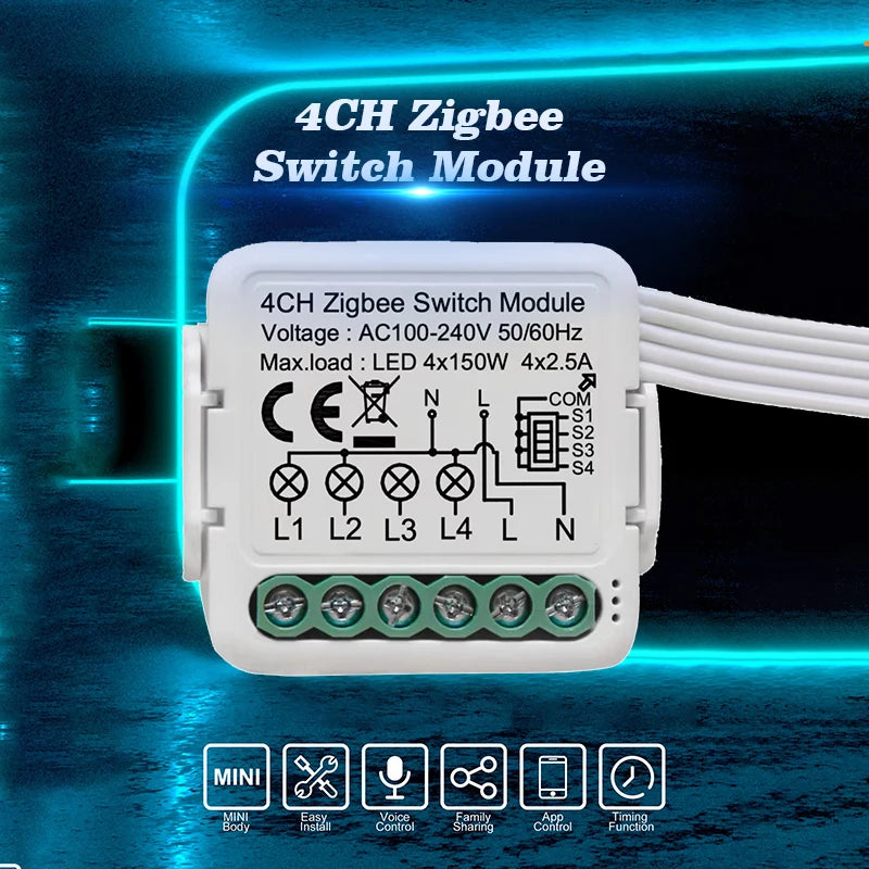 Công Tắc Thông Minh Zigbee 4 Kênh cho Nhà Thông Minh