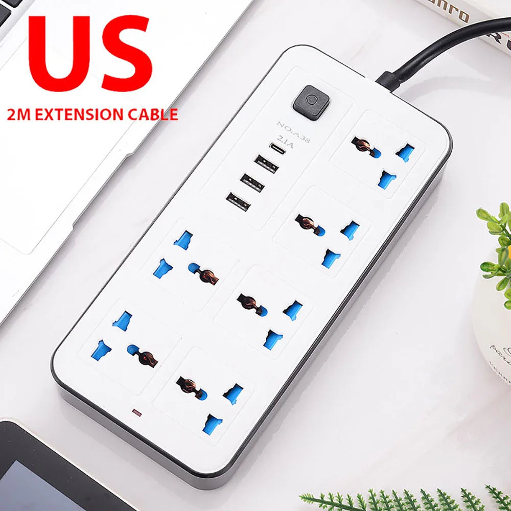 Ổ Điện Đa Năng TypeC USB 2M - Phích Cắm EU US UK