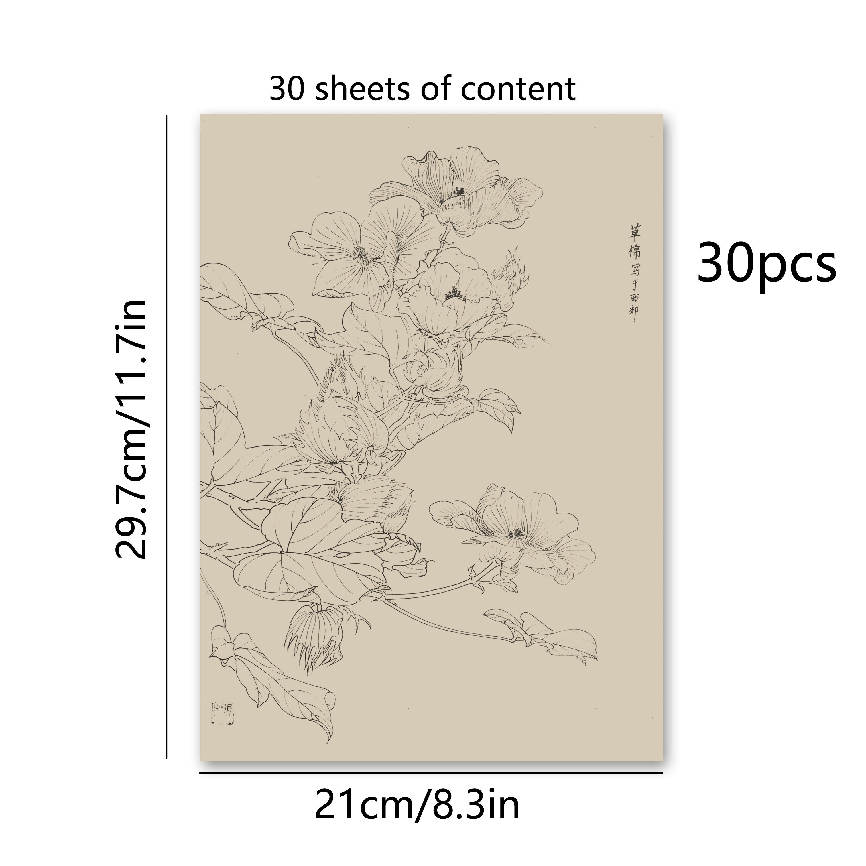 30pcs Traditional Chinese Painting Practice Paper - Authentic Xuan Paper for Floral &amp; Plant Sketching, Perfect for Artists to Master Ancient Chinese Painting Techniques, Painting Art Supplies