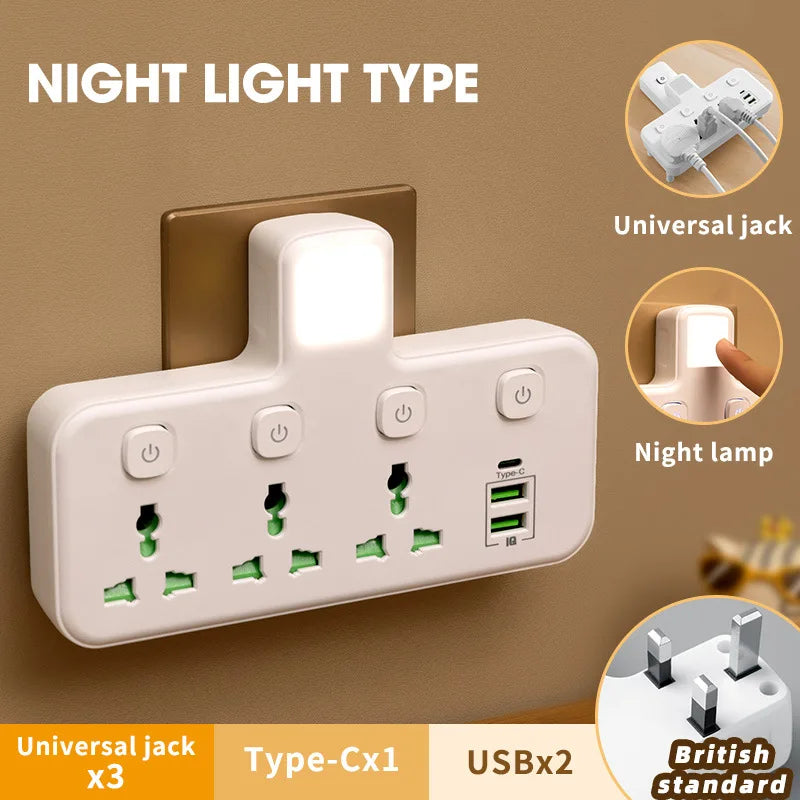 Ổ Điện Đa Năng Cắm USB Công Tắc Riêng US/EU/UK - Daisan Mart