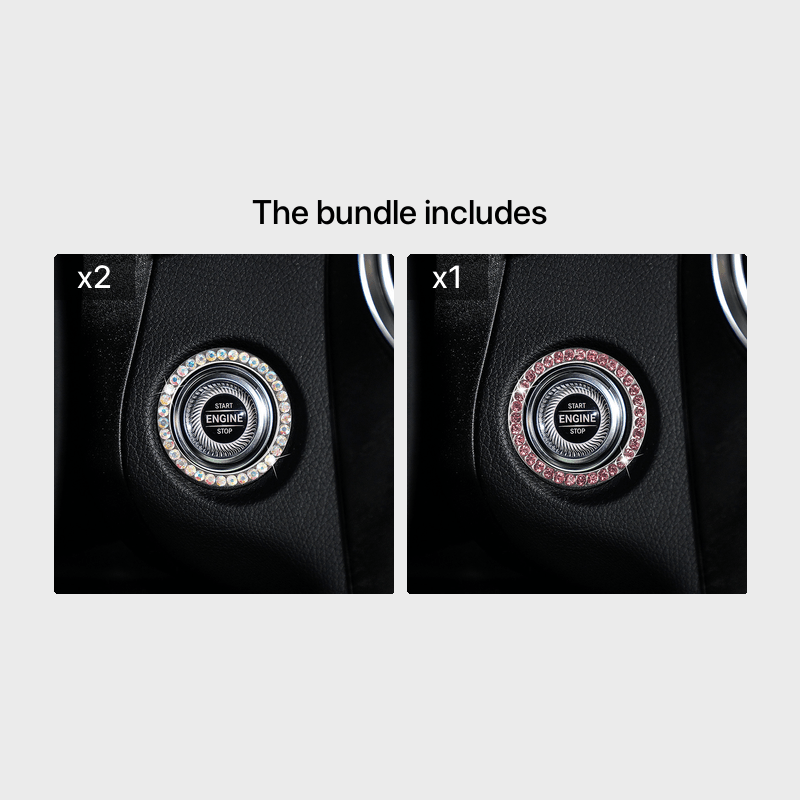 Zinc Alloy Ignition Button Cover with Sparkle Effect - "START STOP" Design, Plated, Easy Installation, Fits Most Vehicles, Ignition System Upgrade | Sparkling Button Cover | Glossy Finis - Daisan Mart