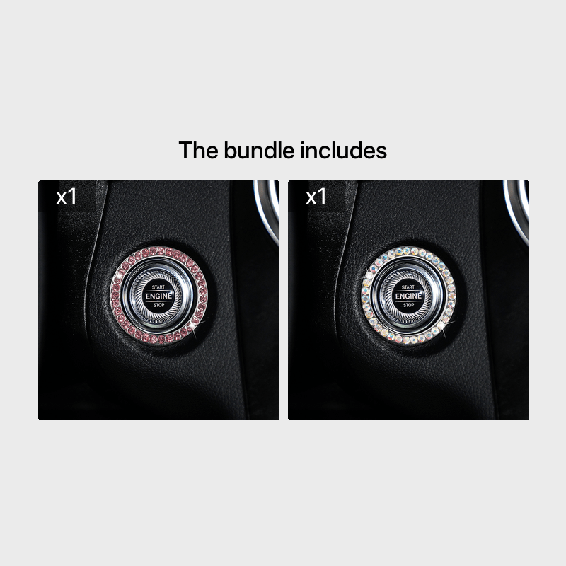 Zinc Alloy Ignition Button Cover with Sparkle Effect - "START STOP" Design, Plated, Easy Installation, Fits Most Vehicles, Ignition System Upgrade | Sparkling Button Cover | Glossy Finis - Daisan Mart