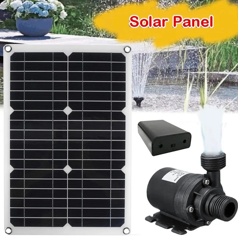 500W 800L/H Solar Panel Power Bank Water Pump Set Ultra-quiet Submersible Water Pump Motory Fish Pond Garden Fountain Decoration - Daisan Mart