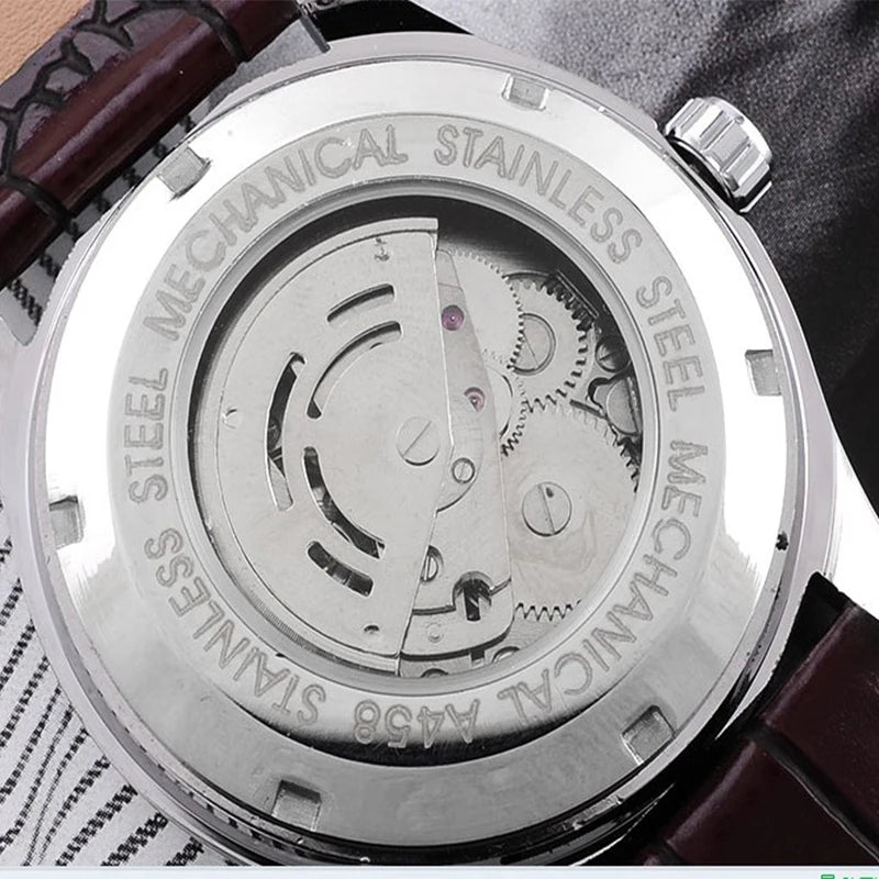 Simple mechanical watch automatic leather strap 2021 Best seller