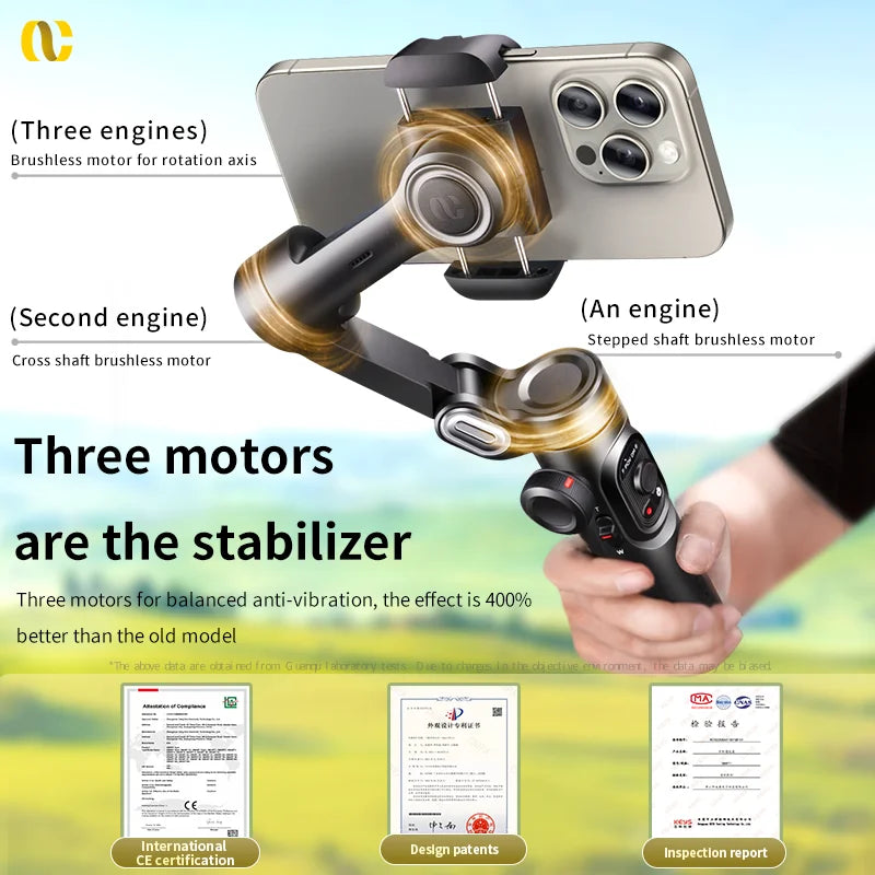 AOCHUAN Smart XE 3-Axis Handheld Gimbal Stabilizer for Smartphone iPhone Android Face Tracking Tiktok Vlog Live Streaming - Daisan Mart