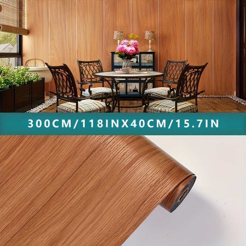 Giấy Dán Tường Vân Gỗ 3D Chống Nước Tự Dính 15.7x118in - Daisan Mart