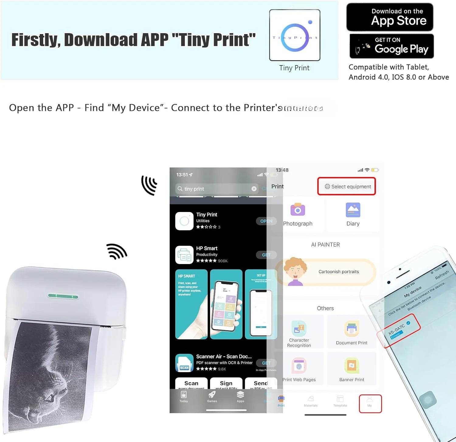 Mini Inkless Sticker Printer HD Thermal Sticky Note Print Pod Sticker Maker Portable Bluetooth Pocket Printer for Notes DIY - Daisan Mart