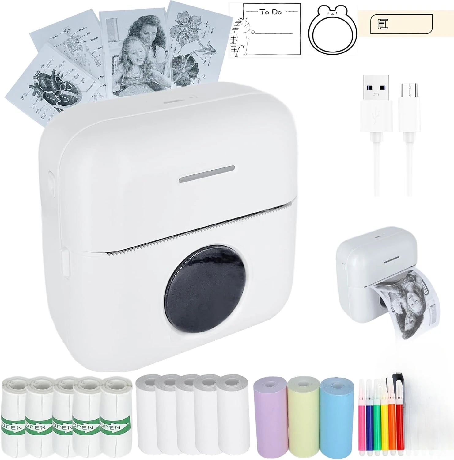 Mini Inkless Sticker Printer HD Thermal Sticky Note Print Pod Sticker Maker Portable Bluetooth Pocket Printer for Notes DIY - Daisan Mart