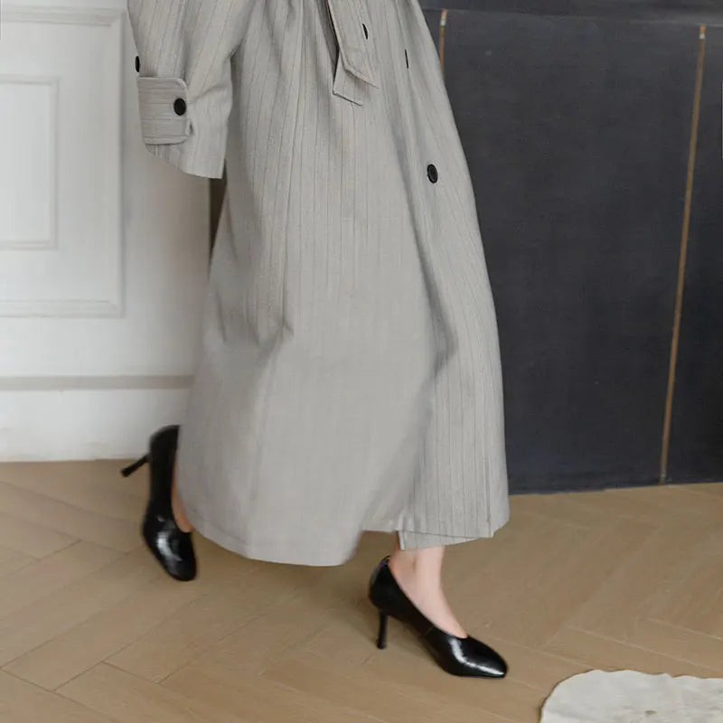 Giày Cao Gót Nữ Phong Cách Retro Pháp Da Thủ Công