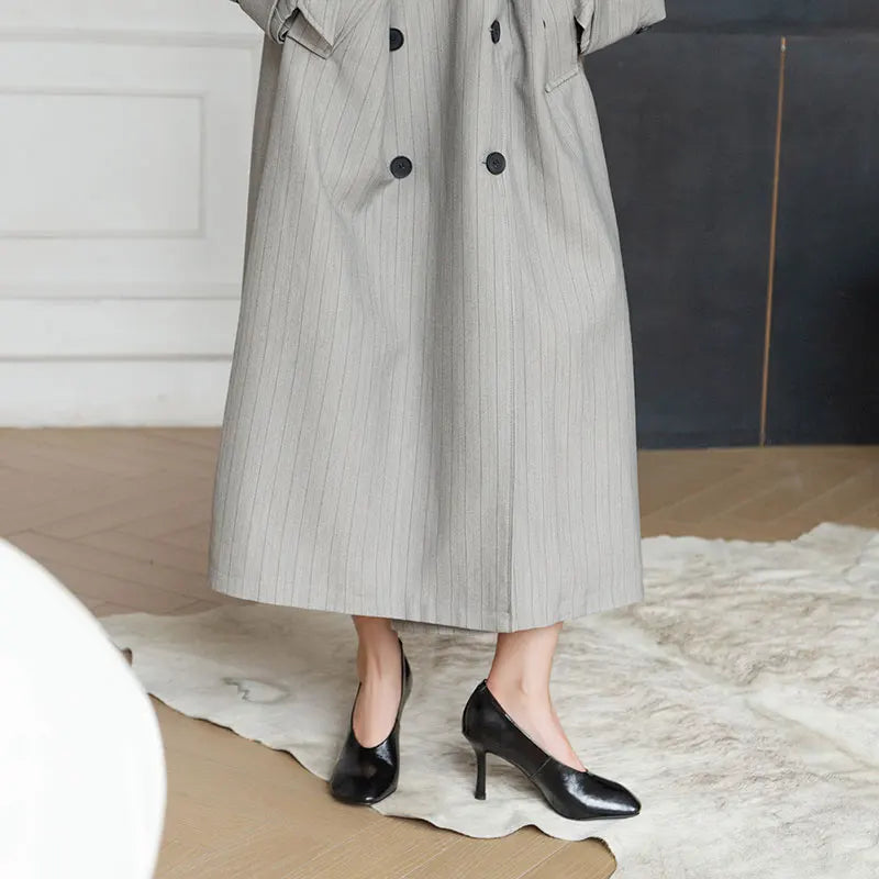 Giày Cao Gót Nữ Phong Cách Retro Pháp Da Thủ Công