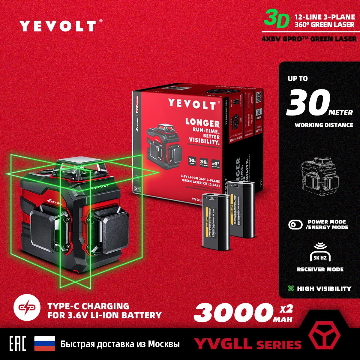 360° Máy Cân Mực Laser Xanh YEVOLT 12/16 Tia - Daisan Mart