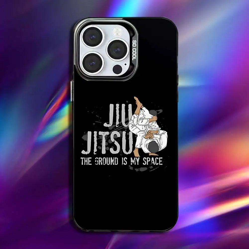 BJJ Brazilian Jiu Jitsu Phone Case For iPhone 16,15,14,13,12,11,Pro,Max,Plus,Mini,XS,SE Anti Fall Black Matte Hard Bumper - Daisan Mart