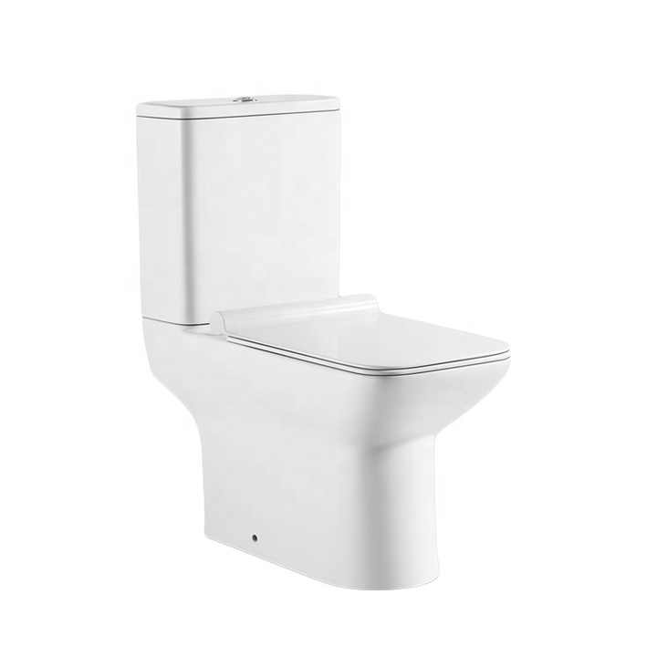 Bồn cầu vuông bằng gốm sứ Medyag CE màu trắng không vành, bồn cầu hai khối xả kép - Daisan Mart