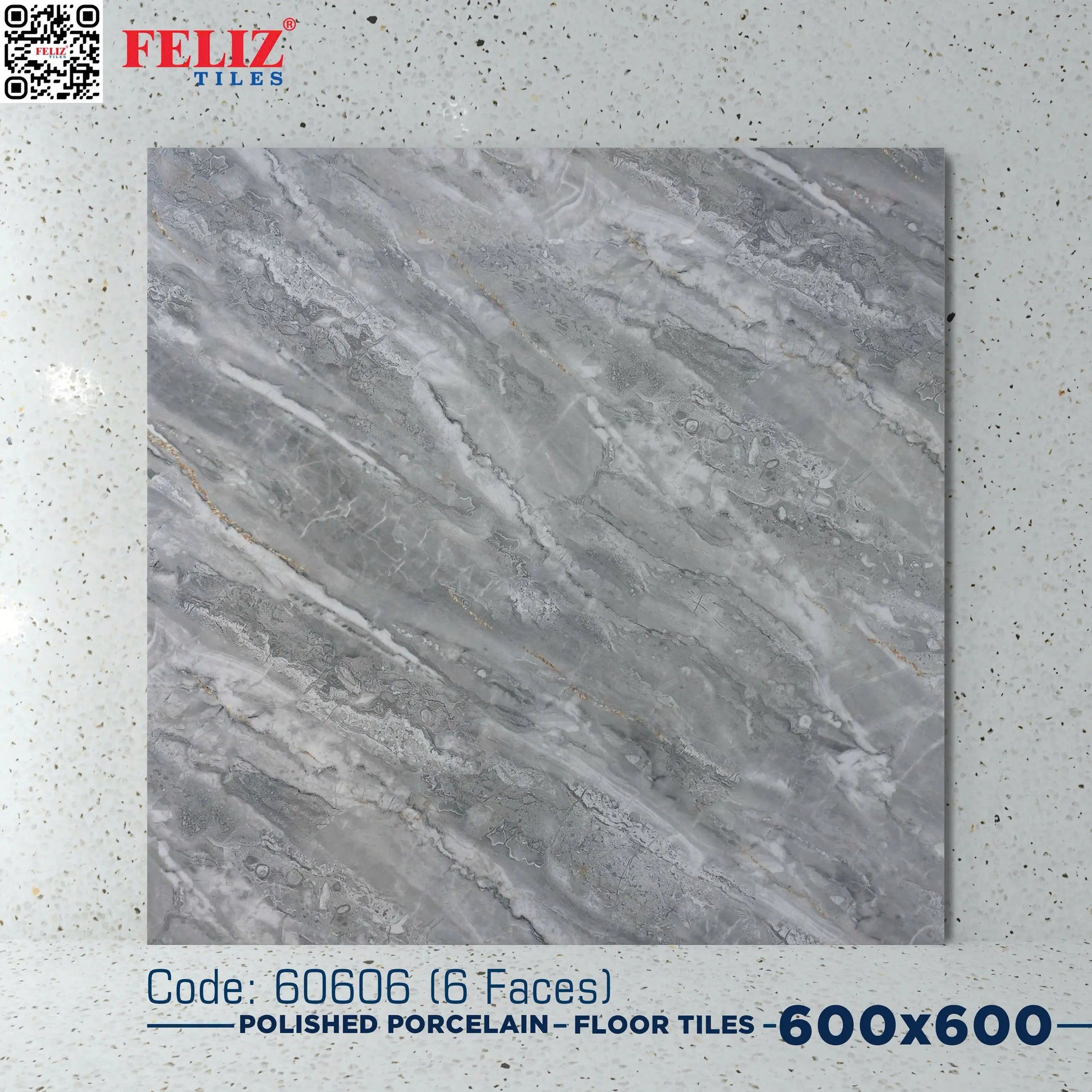 Gạch lát Việt Nam, Xương đá xám bóng, 60606, KT 600x600mm (4 viên/thùng/1,44m2) - Daisan Mart