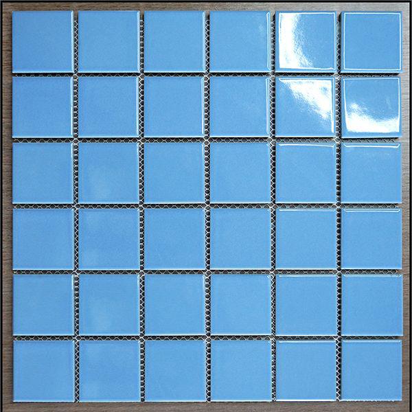 Gạch Mosaic gốm xanh da trời nhạt men bóng chip KT 48x48mm mã 3478 - Daisan Mart