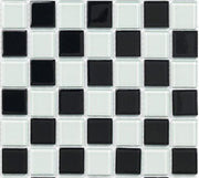 Gạch Mosaic Thủy Tinh Mix Đen Trắng 25004 - Daisan Mart