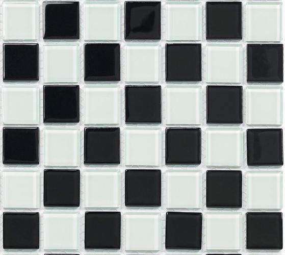 Gạch Mosaic Thủy Tinh Mix Đen Trắng 25004 - Daisan Mart