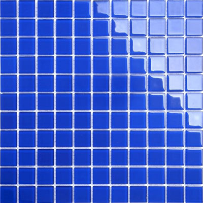 Gạch Mosaic thủy tinh xanh đậm chíp KT 25x25mm mã DH26 - Daisan Mart
