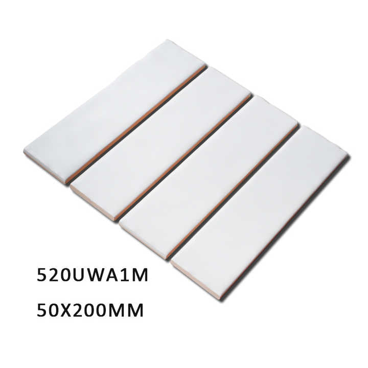 Gạch ốp tường và gạch lát sàn bằng gốm trang trí ngoài trời/phòng tắm/phòng ngủ/nhà bếp màu trắng 50x200mm/2x8 inch - Daisan Mart