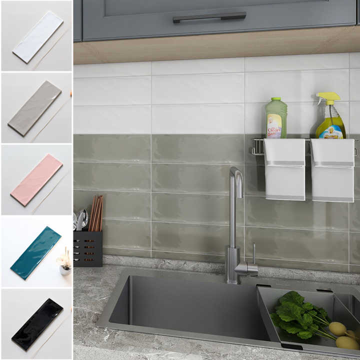 Màu đen trắng màu be nhà bếp phòng tắm nhà vệ sinh dễ lau chùi chậu rửa mặt gạch ốp tường bằng gốm tráng men - Daisan Mart